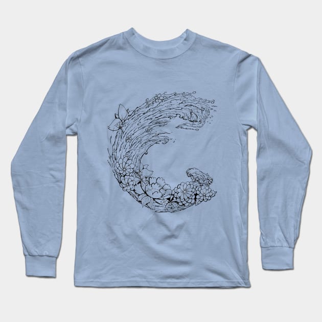 Flower Waves Long Sleeve T-Shirt by Ferrell